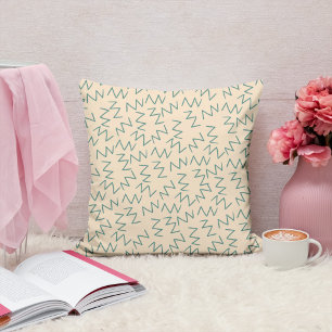 Beige Blaues Zickzack-Muster Kissen