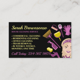 Beige Blonde Hair Frau Janitorial House Reinigung Visitenkarte