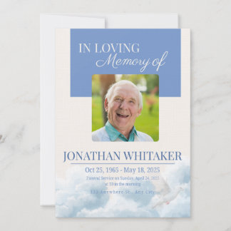 Beige & Blue Sky Funeral Invitation Template Einladung
