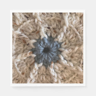 Beige Blue Yarn Foto Knitting Party Crochet Serviette