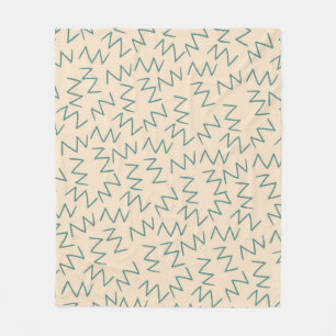 Beige Blue Zig Zag Muster Fleecedecke