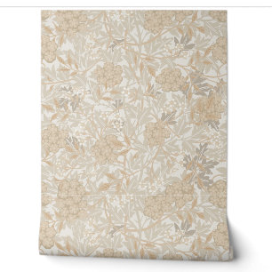 Beige Blume und Beeren im William Morris-Stil Tapete