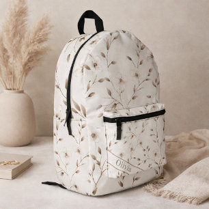 Beige Blumen-Zweig-Rucksack Bedruckter Rucksack