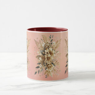 Beige Blumenvase-Tasse auf rosa Hintergrund Tasse