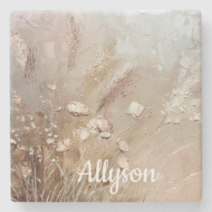 Beige Blush Boho Floral Steinuntersetzer