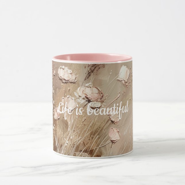Beige Blush Boho Floral Tasse (Zentrum)