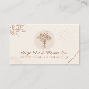 Beige-Blush-Kalligrafie-Hochzeitsblumenstrauß Visitenkarte