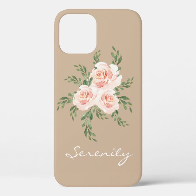 Beige Blush SerenityRomantische Aquarelltypografie Case-Mate iPhone Hülle (Rückseite)