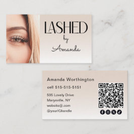 Beige Blush Wimpern Foto QR-Code Social Icons Visitenkarte