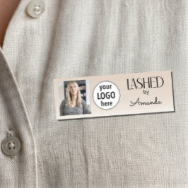 Beige Blush Wimpern Minimal Logo Foto Namensschild