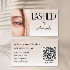 Beige Blush Wimpern Minimalist Photo QR Code Visitenkarte