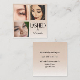 Beige Blush Wimpern Minimalist Schrift Foto Quadratische Visitenkarte