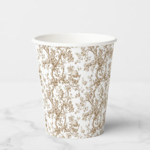 Beige Blütenbaum-Toile-Gartenparty-Tassen Pappbecher