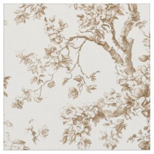Beige Blütenzweig Toile-Muster Stoff