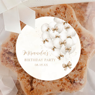 Beige-Bogen-Balloons-Geburtstags-Aufkleber Runder Aufkleber