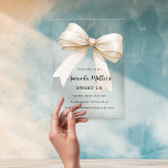 Beige Bogen elegant klaren Sweet 16 Luxus Acryleinladungen<br><div class="desc">Der helle,  transparente Hintergrund ist mit einem beigen,  cremefarbenen großen Bogen verziert. Personalisieren und fügen Sie einen Namen und Party-Details hinzu.</div>