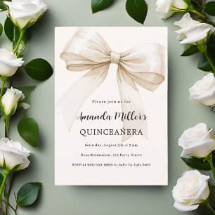 Beige Bogen elegant Quinceanera Einladung
