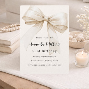 Beige Bogen eleganter Luxus Geburtstag Einladung