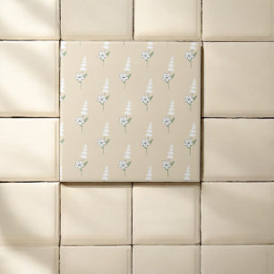 Beige Bohemisches botanisches Muster Fliese
