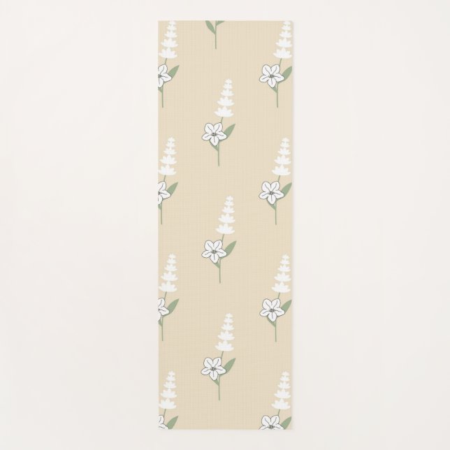 Beige Bohemisches botanisches Muster Yogamatte (Vorderseite)