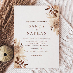 Beige Boho Blumen Hochzeitseinladung Einladung