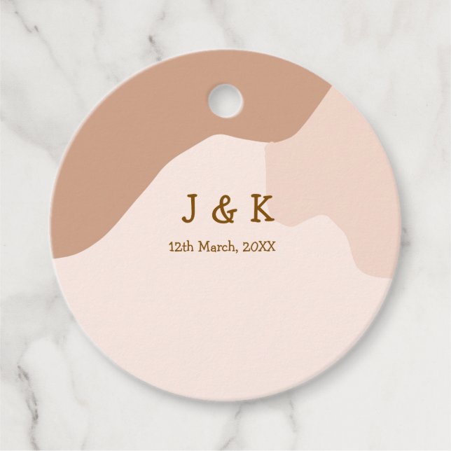 Beige boho curvy orange Brautdatum Geschenkanhänger (Vorderseite)