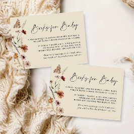 Beige Boho Fall Books für Babykarte Mitteilungskarte
