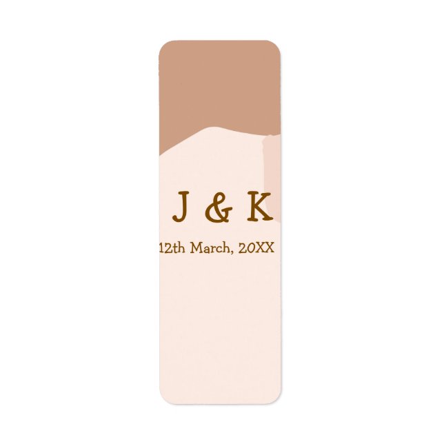 Beige Boho kurvige orange Hochzeit Name Datum (Vorne)