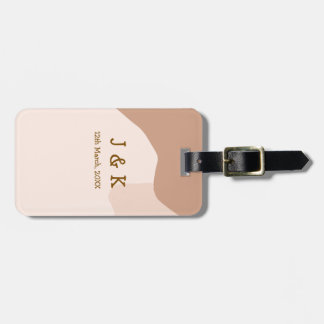 Beige Boho kurvige orange Hochzeit Name Datum Gepäckanhänger