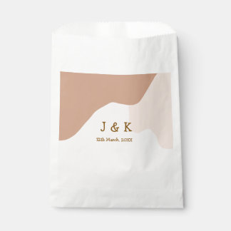 Beige Boho kurvige orange Hochzeit Name Datum Geschenktütchen