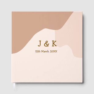 Beige Boho kurviges orange Hochzeit Name Datum Gästebuch