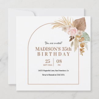 Beige Boho Style Einladung zum Geburtstag