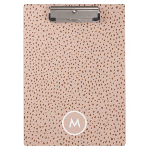 Beige & Boho Terracotta Brown Dots Monogramm Klemmbrett