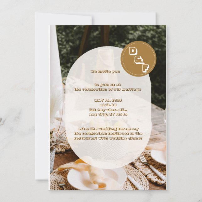 Beige Boho Wedding Brunch Einladung (Vorderseite)