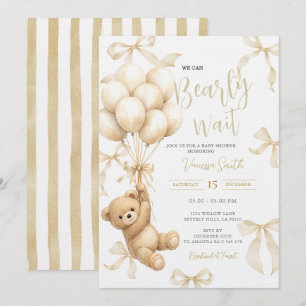 Beige Boho Wir können es kaum erwarten Baby Shower Einladung