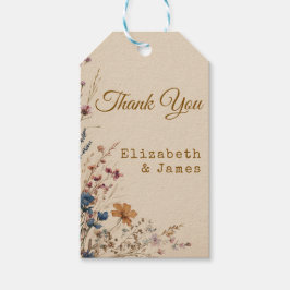 Beige Border Rustic Boho Wildblume Wedding Geschenkanhänger