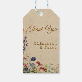 Beige Border Rustic Boho Wildblume Wedding Geschenkanhänger