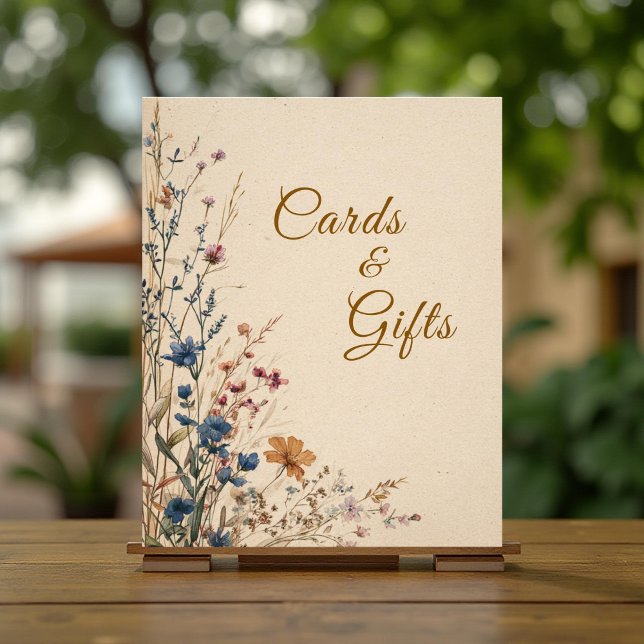 Beige Border Rustic Boho Wildblume Wedding Sign Fotodruck (Von Creator hochgeladen)