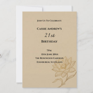 Beige Botanischer Meilenstein-Geburtstag Einladung