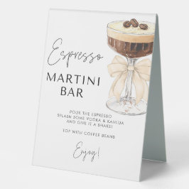 Beige Bow Espresso Martini Bar Sign Tischaufsteller
