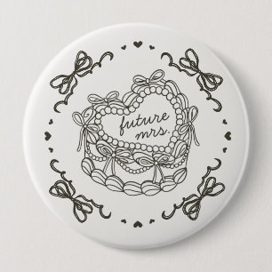 Beige Bow Retro Herz Coquette Cake Bridal Showe Button