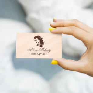 Beige Braun Elegantes Friseursalon Stylist Visitenkarte