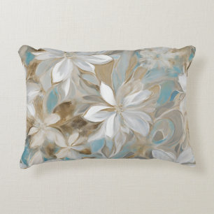Beige Braun Türkis Blau Floral Dekokissen