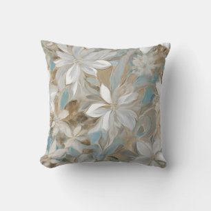 Beige Braun Türkis Blau Floral Kissen
