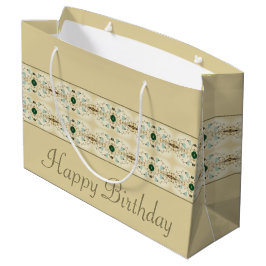 Beige braun und dunkelgrün große geschenktüte