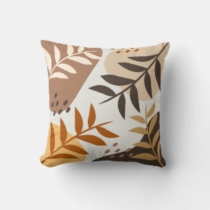 Beige Brown Abstrakt Leaf Kissen