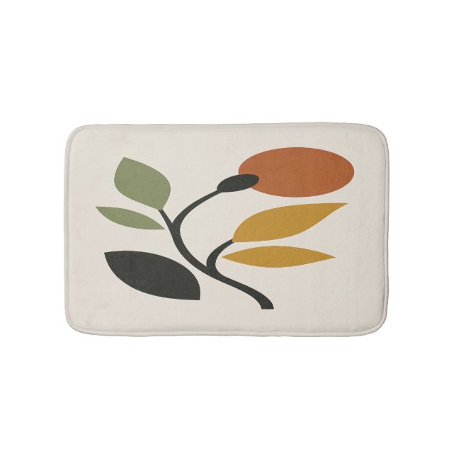 Beige, Brown and Green Botanical  Badematte (Vorderseite)