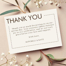 Beige Brown Border Simple Wedding Dankeskarte