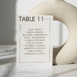 Beige Brown Border Simple Wedding Tischnummer