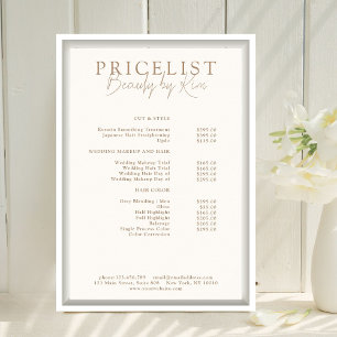 Beige & Brown, elegant, Salon-Preisliste Poster